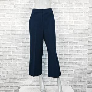 ST. JOHN Women's Wide Leg Crop Trouser Pants in Navy Blue size 6